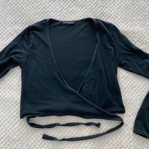Brandy Melville Black Wrap Top